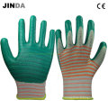 U209 Zebra-Stripe Green Nitrile Coated PPE Luvas